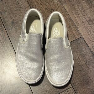 Silver glitter vans